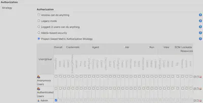 Project base matrix authorization strategy